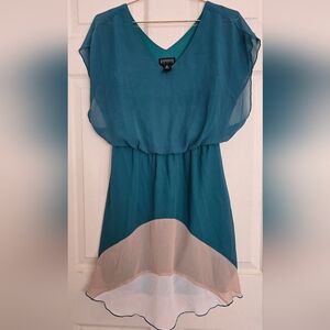 Enfocus Studio Teal and Cream Mini Dress